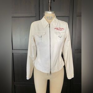 Vintage Harley Davidson Y2K White Denim Jacket